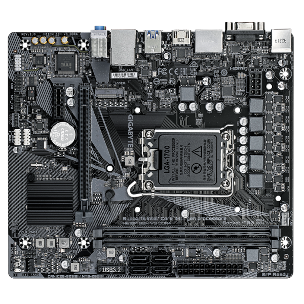 Gigabyte H610M S2H V3 DDR4 - 1.0 - scheda madre - micro ATX - socket LGA1700 - chipset H610 - USB 3.2 Gen 1 - Gigabit LAN - grafica integrata (CPU richiesta)