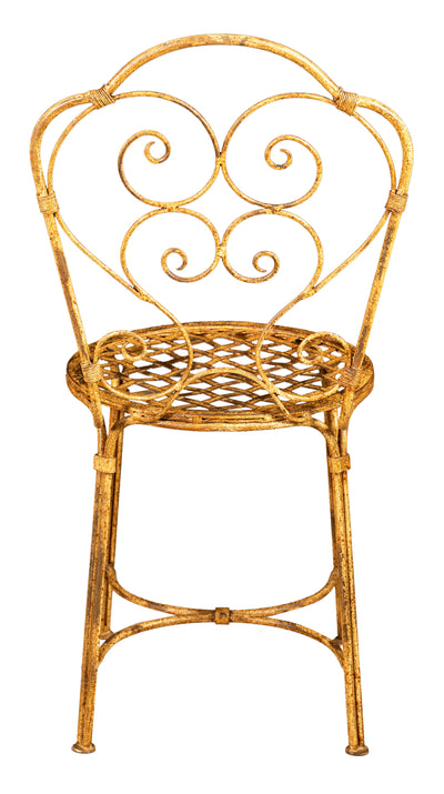 Biscottini Sedia in ferro battuto da esterno da giardino da pranzo finitura crema anticata