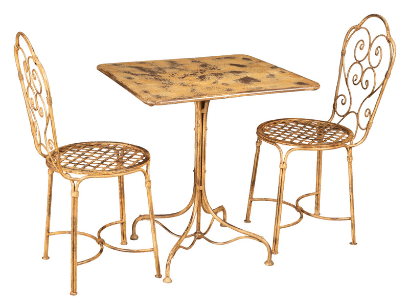 Biscottini Sedia in ferro battuto da esterno da giardino da pranzo finitura crema anticata