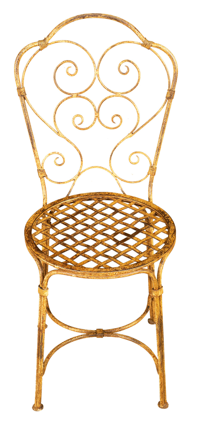 Biscottini Sedia in ferro battuto da esterno da giardino da pranzo finitura crema anticata