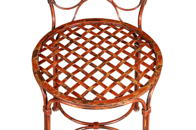 Biscottini Sedia in ferro battuto da esterno da giardino da pranzo finitura rosso anticata