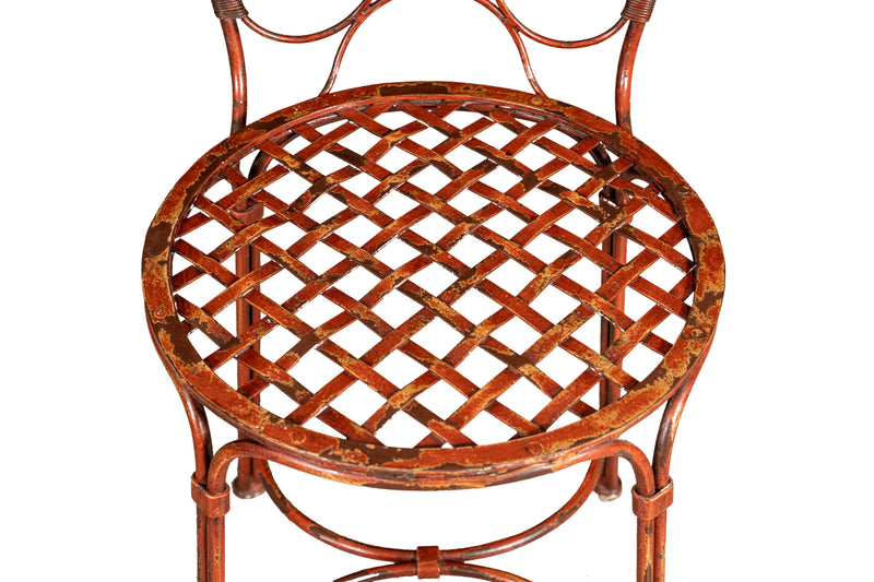 Biscottini Sedia in ferro battuto da esterno da giardino da pranzo finitura rosso anticata