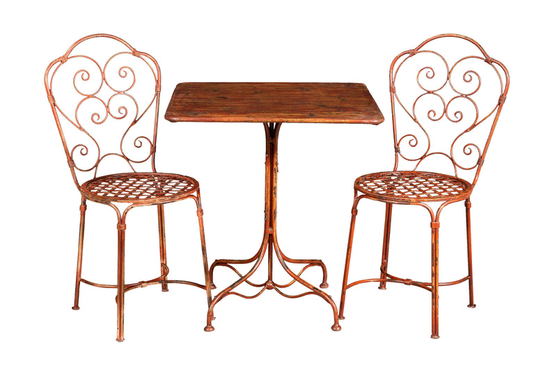 Biscottini Sedia in ferro battuto da esterno da giardino da pranzo finitura rosso anticata