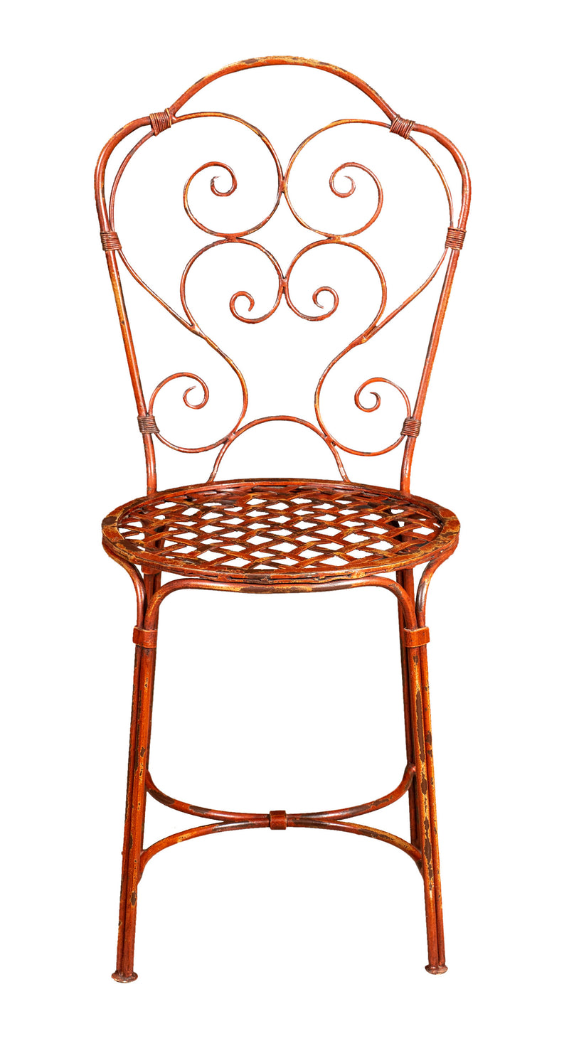 Biscottini Sedia in ferro battuto da esterno da giardino da pranzo finitura rosso anticata