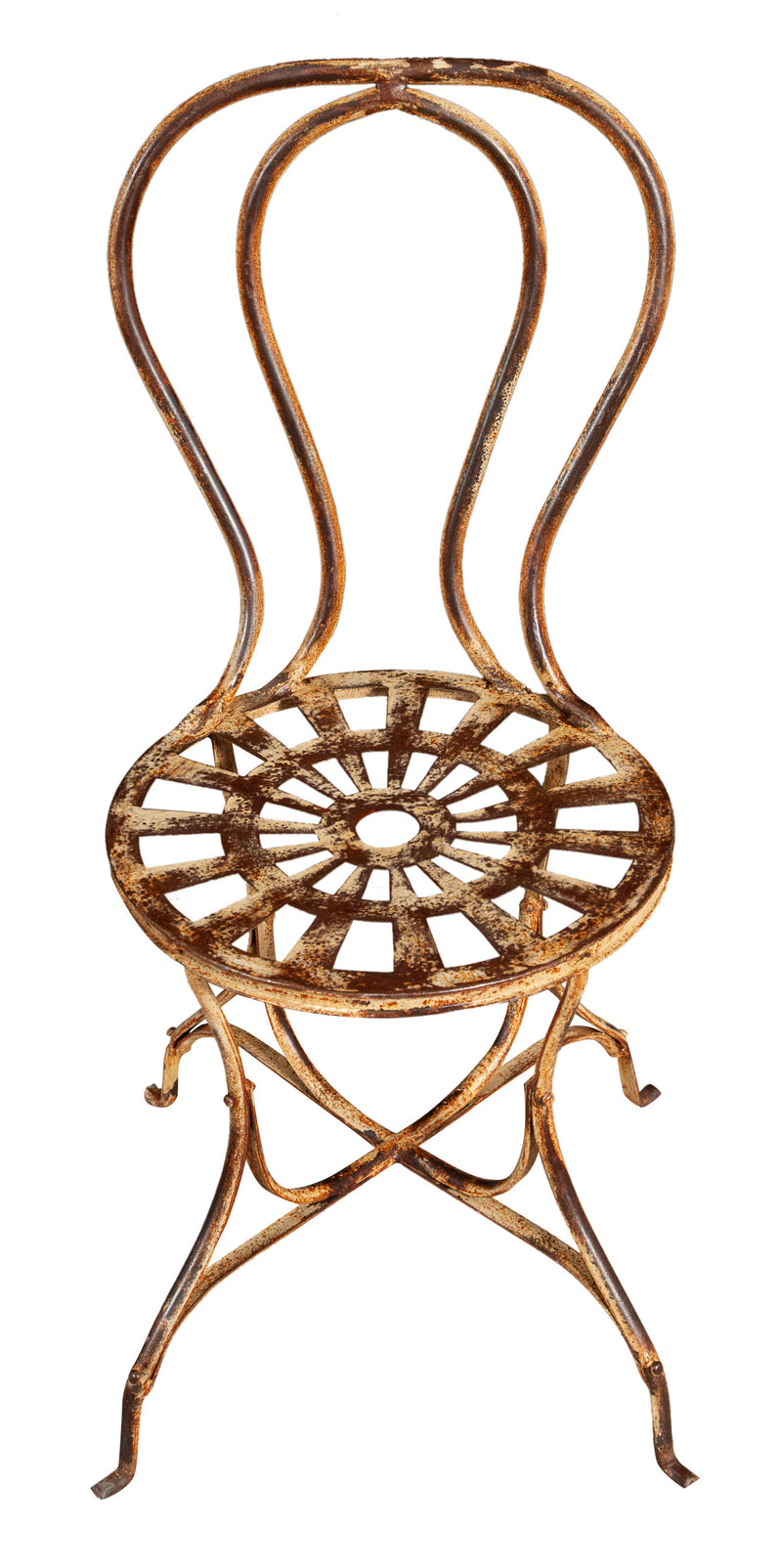 Biscottini Sedia in ferro battuto da esterno da giardino da pranzo finitura crema anticata