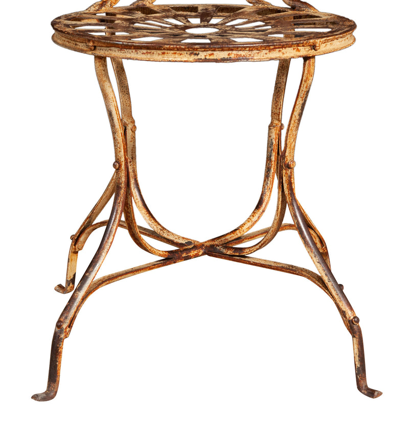 Biscottini Sedia in ferro battuto da esterno da giardino da pranzo finitura crema anticata