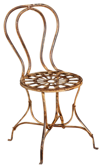 Biscottini Sedia in ferro battuto da esterno da giardino da pranzo finitura crema anticata