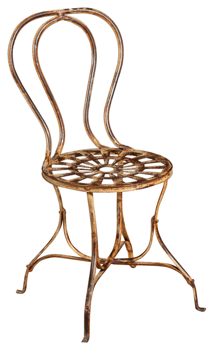 Biscottini Sedia in ferro battuto da esterno da giardino da pranzo finitura crema anticata