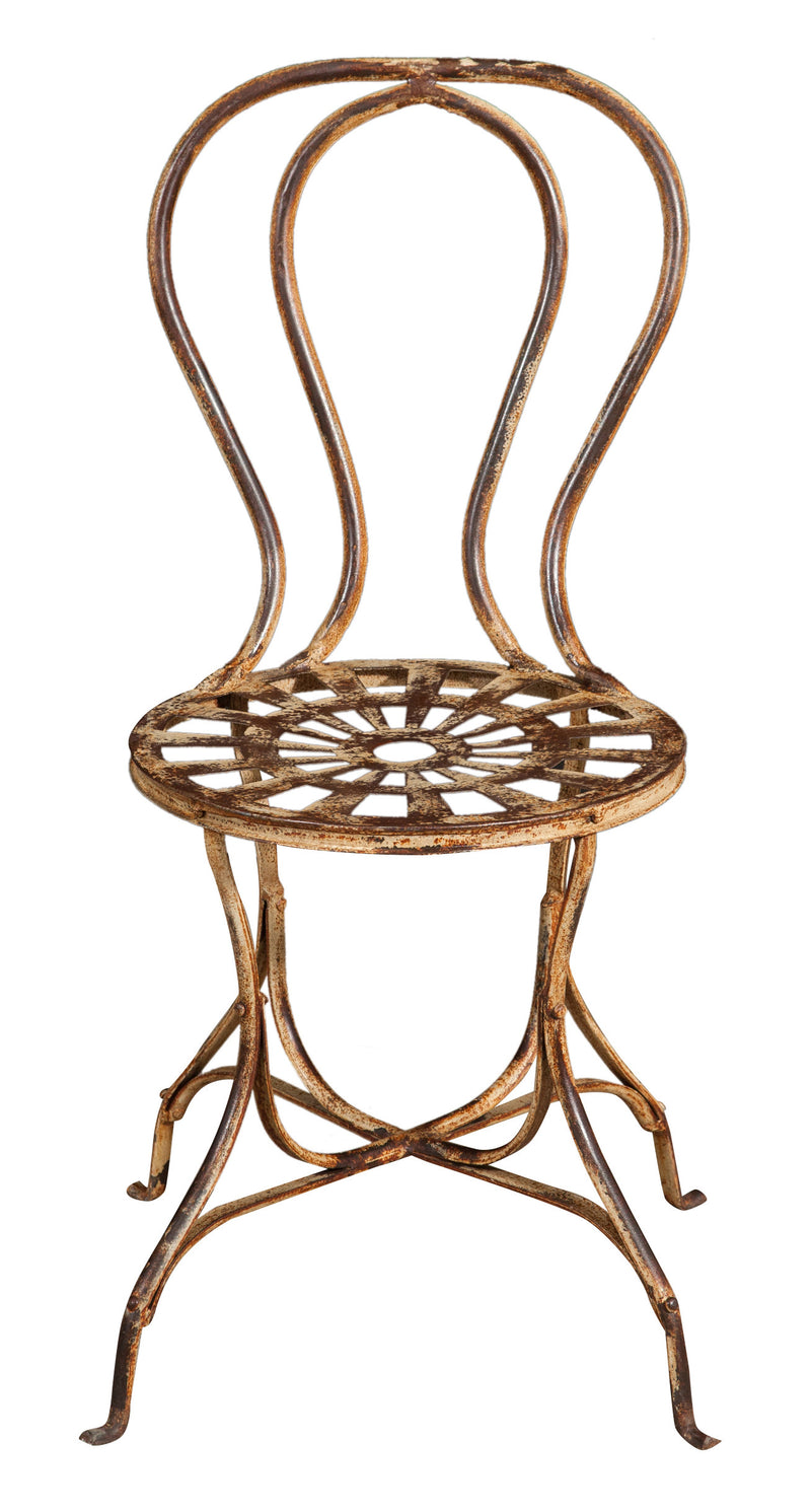 Biscottini Sedia in ferro battuto da esterno da giardino da pranzo finitura crema anticata