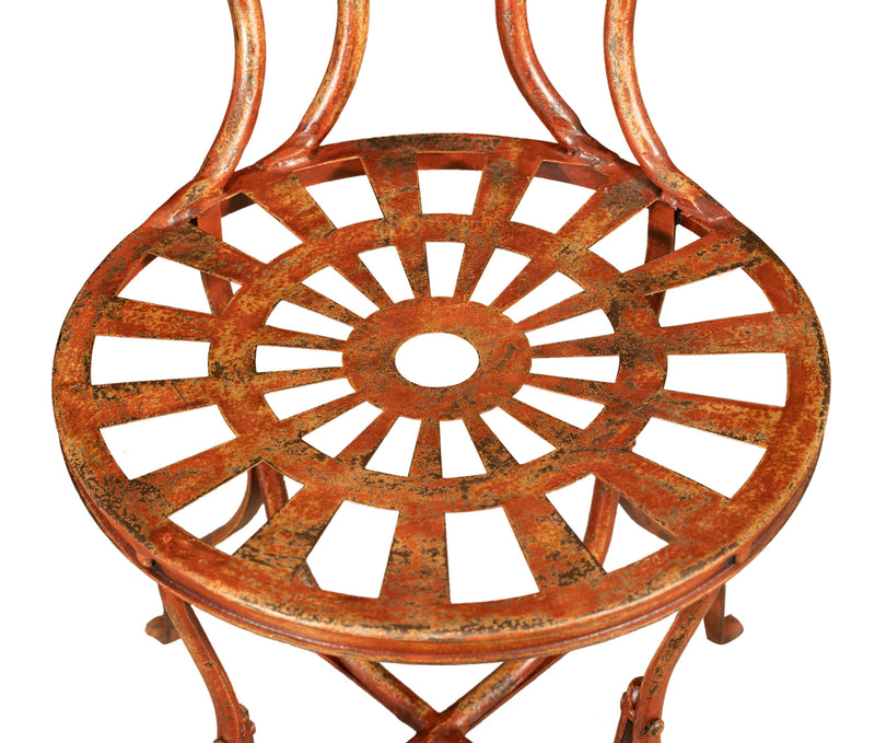 Biscottini Sedia in ferro battuto da esterno da giardino da pranzo finitura rosso anticata