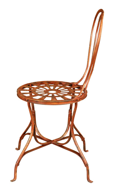 Biscottini Sedia in ferro battuto da esterno da giardino da pranzo finitura rosso anticata