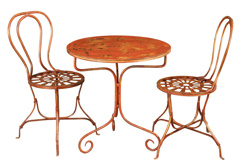 Biscottini Sedia in ferro battuto da esterno da giardino da pranzo finitura rosso anticata