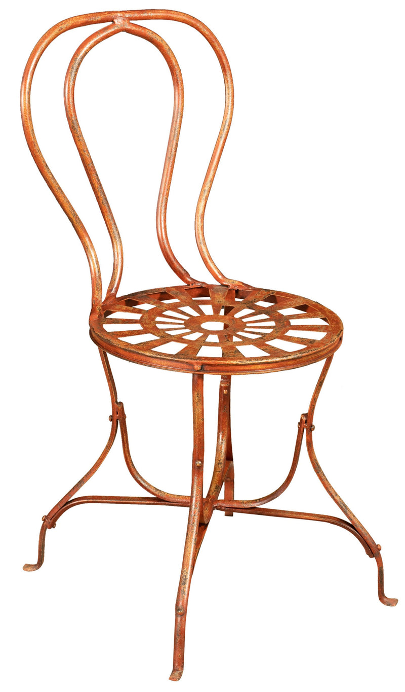 Biscottini Sedia in ferro battuto da esterno da giardino da pranzo finitura rosso anticata