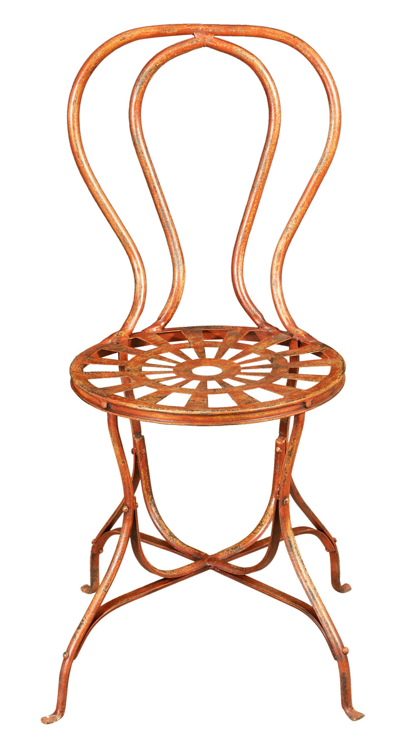 Biscottini Sedia in ferro battuto da esterno da giardino da pranzo finitura rosso anticata