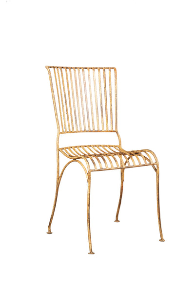 Biscottini Sedia in ferro battuto da esterno da giardino da pranzo finitura crema anticata