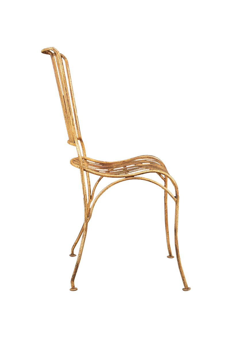 Biscottini Sedia in ferro battuto da esterno da giardino da pranzo finitura crema anticata