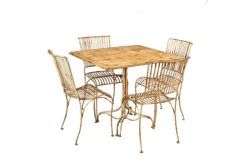 Biscottini Sedia in ferro battuto da esterno da giardino da pranzo finitura crema anticata