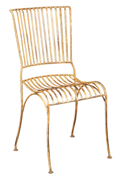 Biscottini Sedia in ferro battuto da esterno da giardino da pranzo finitura crema anticata