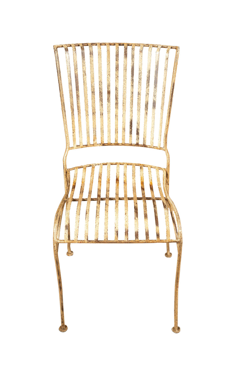 Biscottini Sedia in ferro battuto da esterno da giardino da pranzo finitura bianca anticata