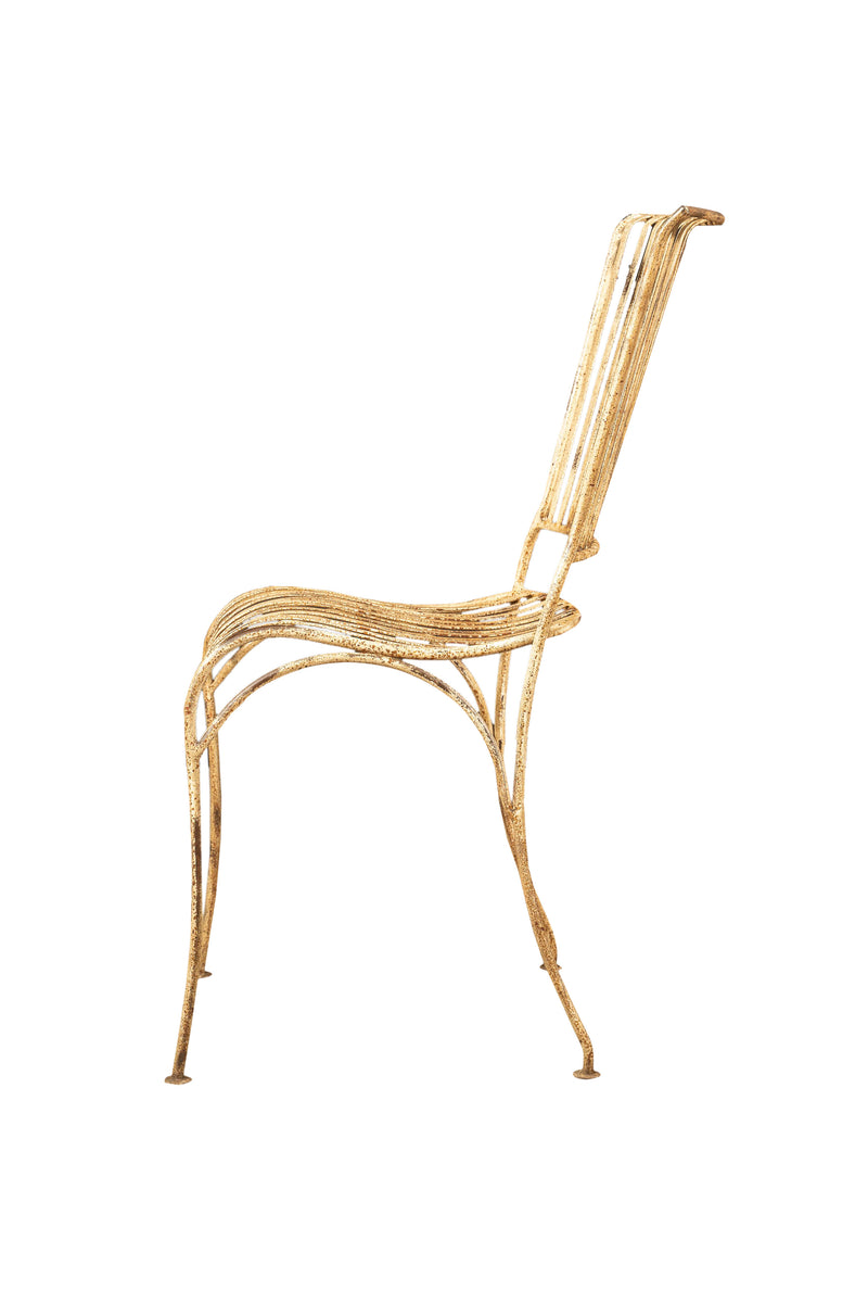 Biscottini Sedia in ferro battuto da esterno da giardino da pranzo finitura bianca anticata