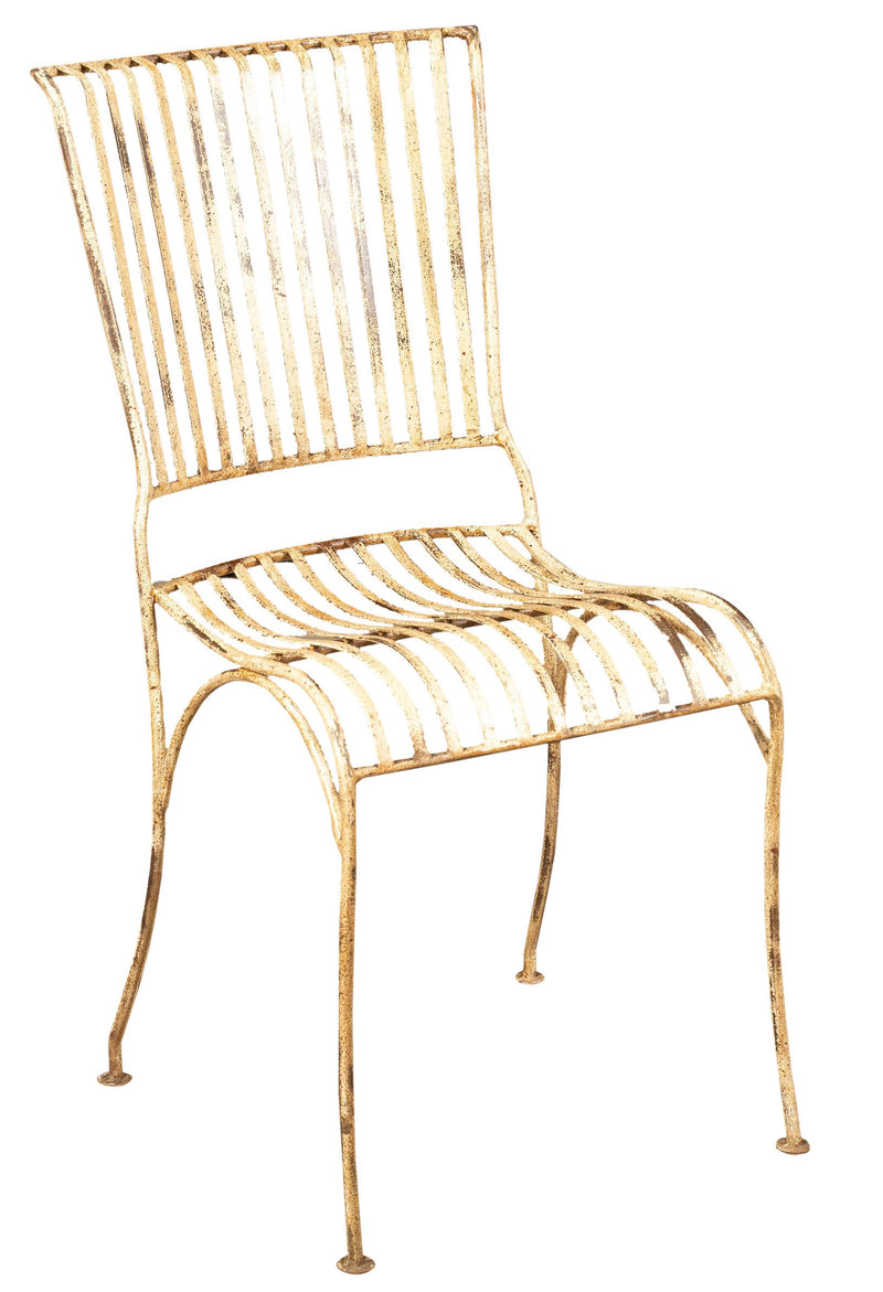 Biscottini Sedia in ferro battuto da esterno da giardino da pranzo finitura bianca anticata