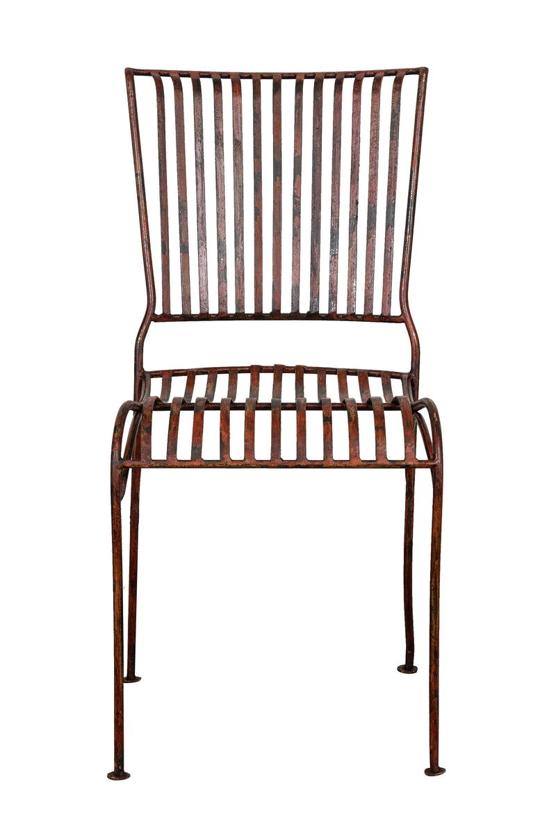 Biscottini Sedia in ferro battuto da esterno da giardino da pranzo finitura rosso anticata