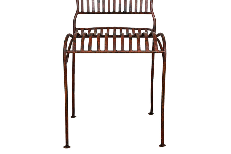 Biscottini Sedia in ferro battuto da esterno da giardino da pranzo finitura rosso anticata