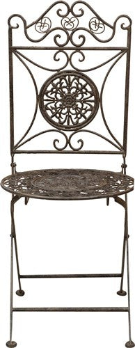 Biscottini Sedia in ferro battuto pieghevole da esterno da giardino da pranzo finitura ruggine anticata L39xPR39xH96 cm