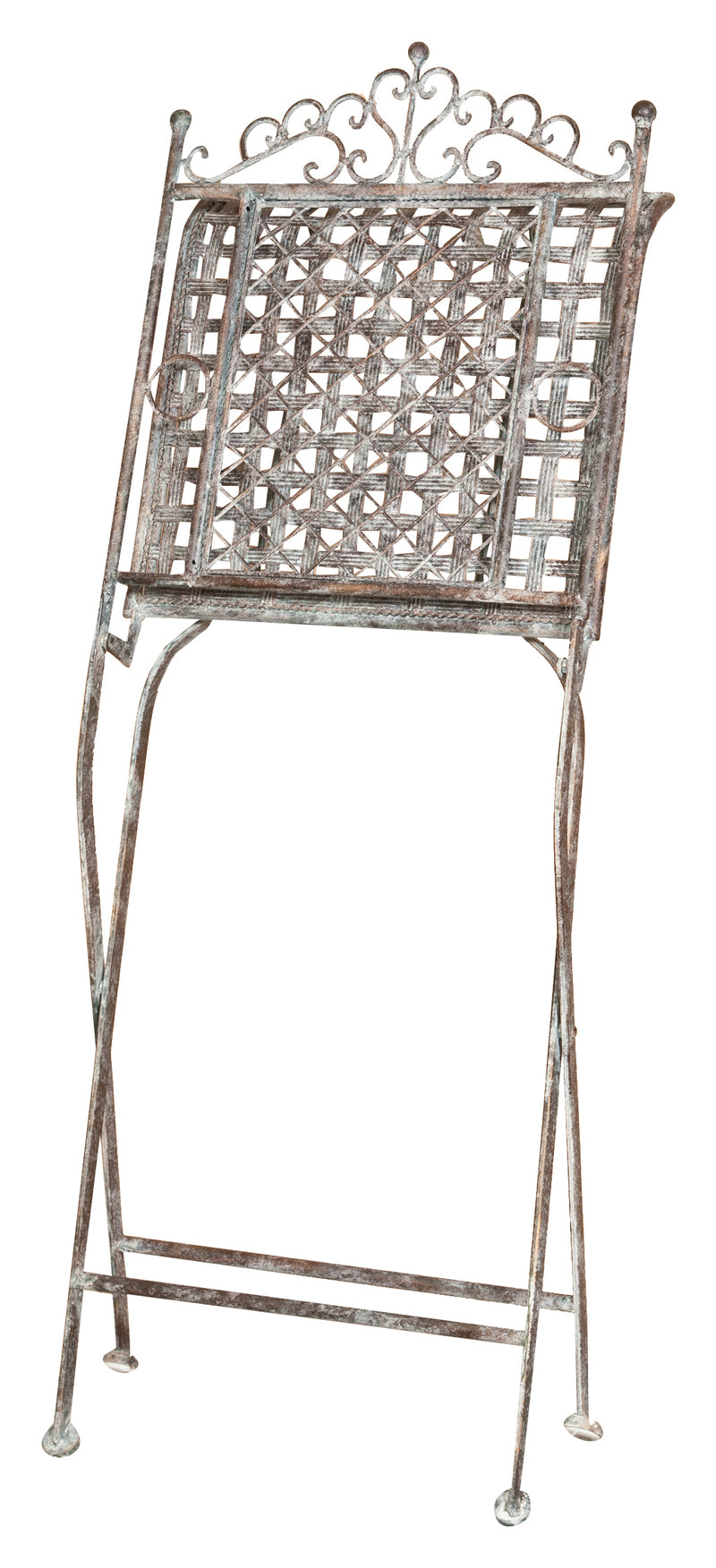 Biscottini Sedia in ferro battuto pieghevole da esterno da giardino da pranzo finitura ruggine anticata L96xPR49xH41 cm