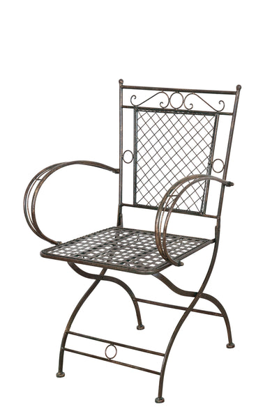 Biscottini Sedia poltrona con braccioli in ferro battuto finitura ruggine anticata 60x51x96 cm