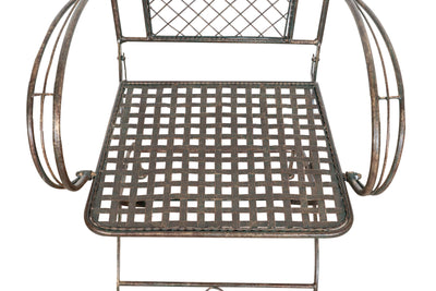 Biscottini Sedia poltrona con braccioli in ferro battuto finitura ruggine anticata 60x51x96 cm