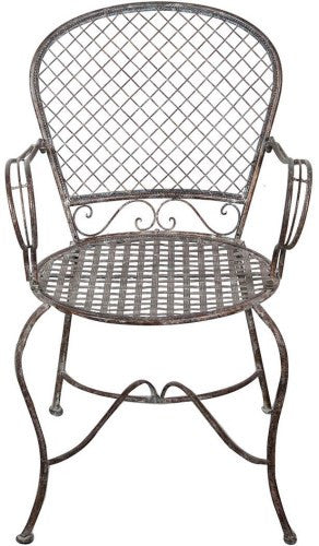 Biscottini Sedia poltrona con braccioli in ferro battuto finitura ruggine anticata 57x55x95 cm