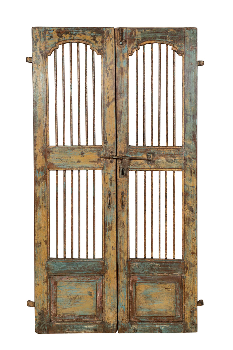 Biscottini Porta portone in legno massello e ferro da interno o da esterno vecchia e antica medievale scorrevole