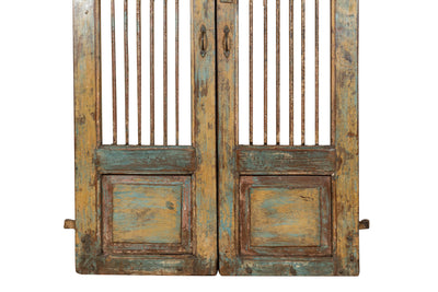 Biscottini Porta portone in legno massello e ferro da interno o da esterno vecchia e antica medievale scorrevole