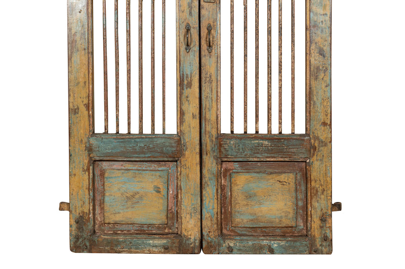 Biscottini Porta portone in legno massello e ferro da interno o da esterno vecchia e antica medievale scorrevole