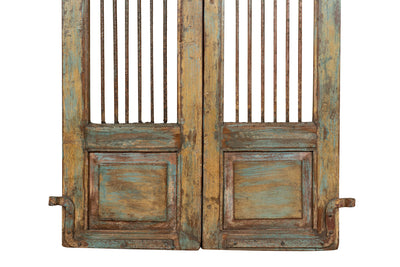 Biscottini Porta portone in legno massello e ferro da interno o da esterno vecchia e antica medievale scorrevole