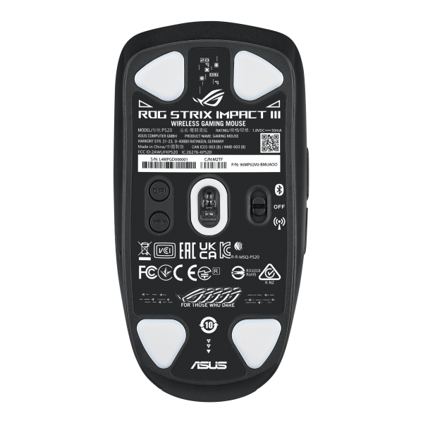 ASUS ROG Strix Impact III Wireless mouse Gaming Ambidestro RF senza fili + Bluetooth Ottico 36000 DPI (ROG STRIX Impact III Wireless)