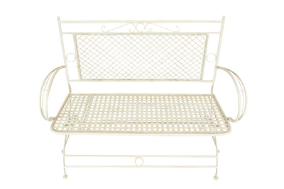 Biscottini Divanetto/panchina in ferro battuto finitura bianca anticata 120x52x79 cm