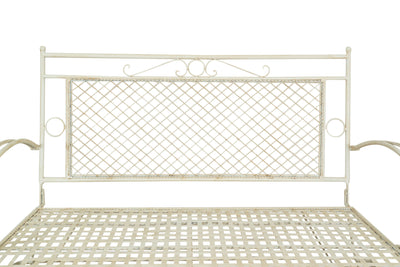 Biscottini Divanetto/panchina in ferro battuto finitura bianca anticata 120x52x79 cm