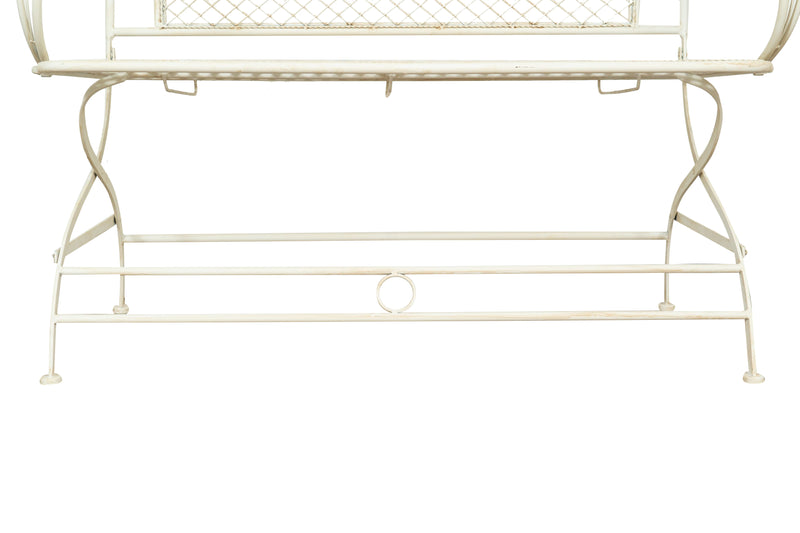 Biscottini Divanetto/panchina in ferro battuto finitura bianca anticata 120x52x79 cm