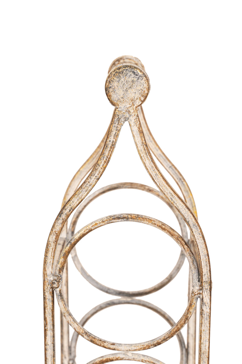 Biscottini Porta bottiglie in ferro battuto finitura bianca anticata Molto stabile robusta