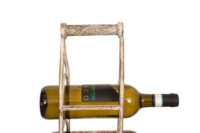 Biscottini Porta bottiglie in ferro battuto finitura bianca anticata Molto stabile robusta