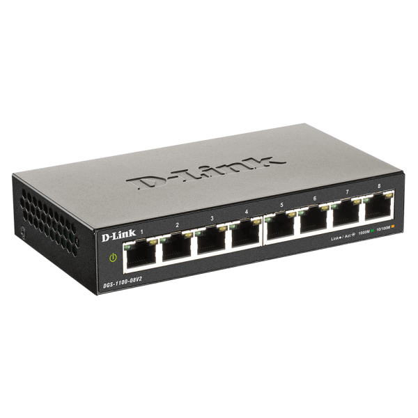 D-Link DGS-1100-08V2 switch di rete Gestito L2 Gigabit Ethernet [10/100/1000] Nero (8-Port Gigabit Smart Managed - Switch - Warranty: 60M)