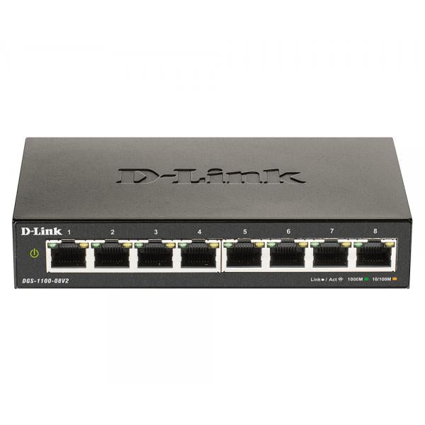 D-Link DGS-1100-08V2 switch di rete Gestito L2 Gigabit Ethernet [10/100/1000] Nero (8-Port Gigabit Smart Managed - Switch - Warranty: 60M)