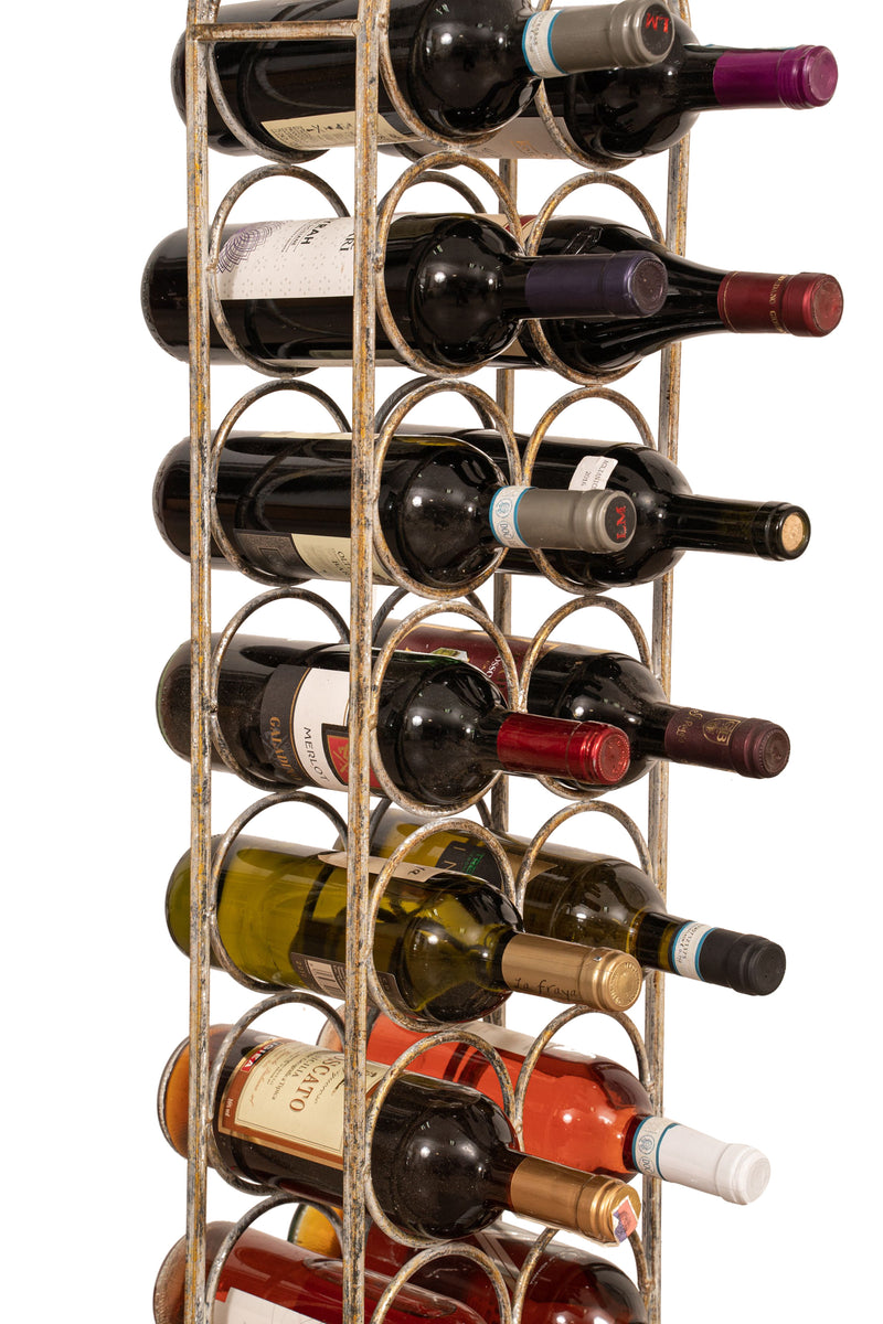 Biscottini Porta bottiglie in ferro battuto finitura bianca anticata Molto stabile robusta