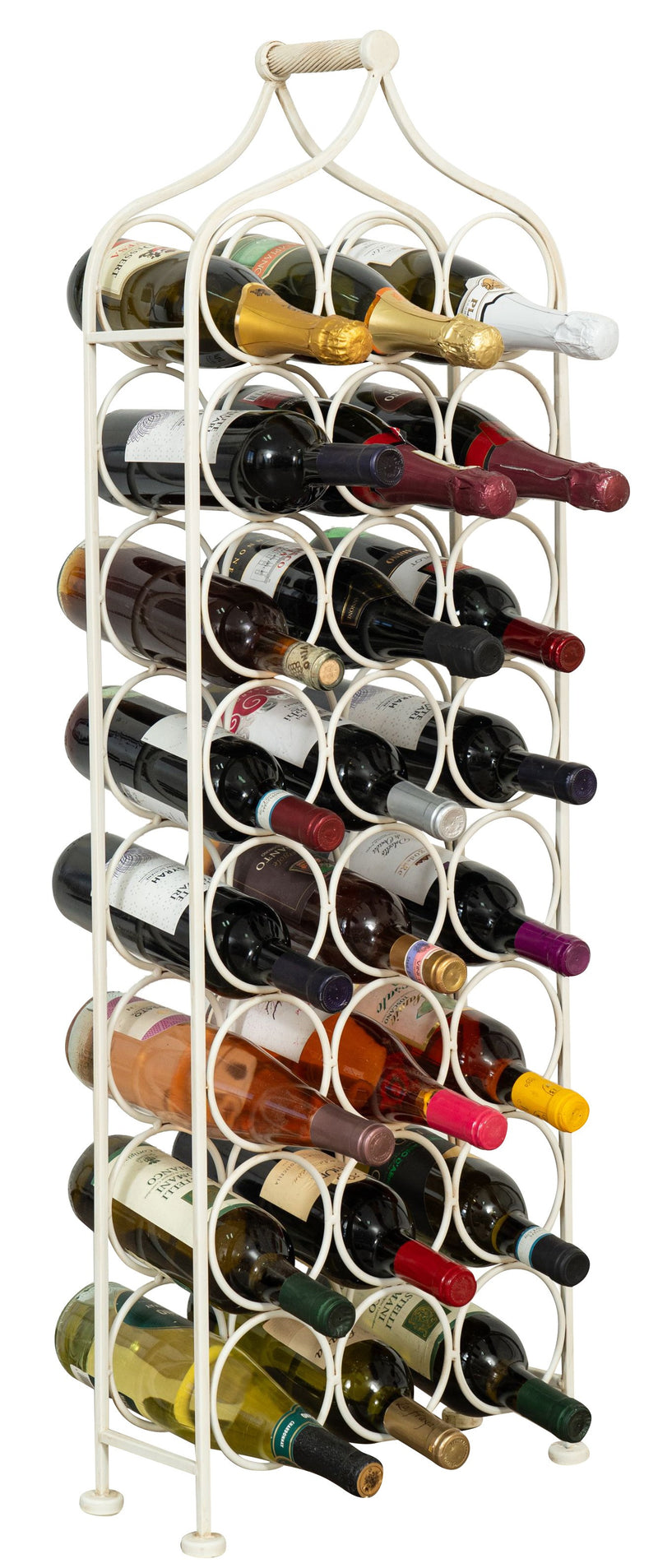 Biscottini Porta bottiglie in ferro battuto finitura bianca anticata Molto stabile robusta