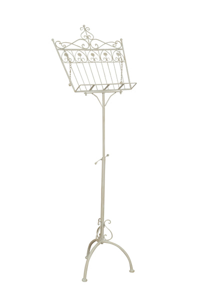 Biscottini Leggio da terra in ferro battuto pieno finitura bianca anticata L46xPR32xH139 cm