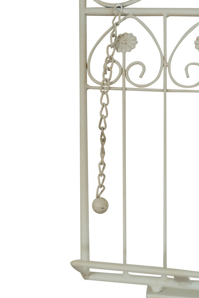 Biscottini Leggio da terra in ferro battuto pieno finitura bianca anticata L46xPR32xH139 cm