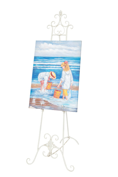 Biscottini Portaquadro in ferro battuto finitura bianca anticata L53xPR96xH150 cm Elegante