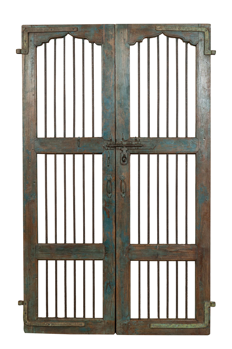 Biscottini Porta portone in legno massello e ferro da interno o da esterno vecchia e antica medievale scorrevole